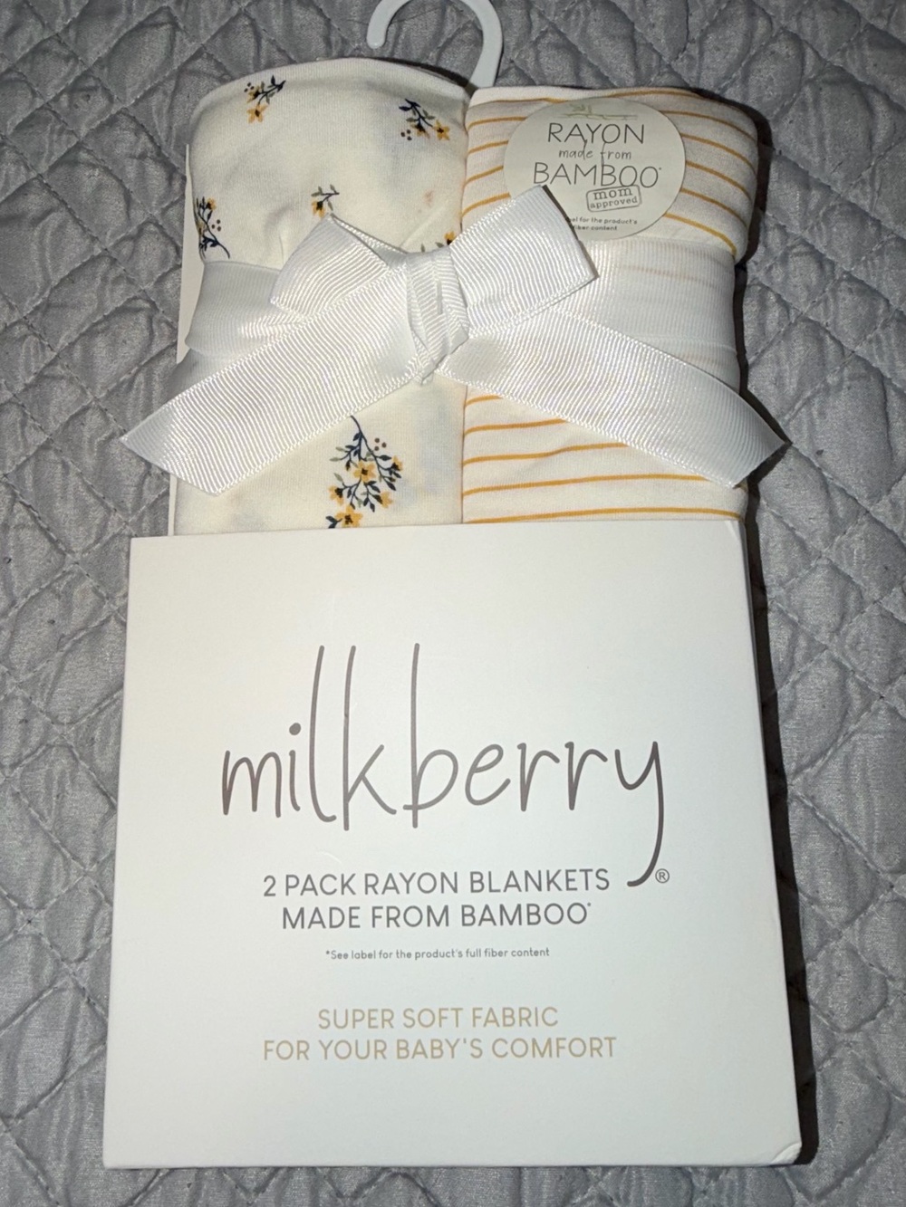 Milkberry Baby Rayon Swaddle Set - Cream & Yellow